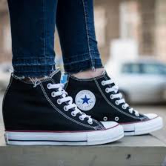 wedge black converse